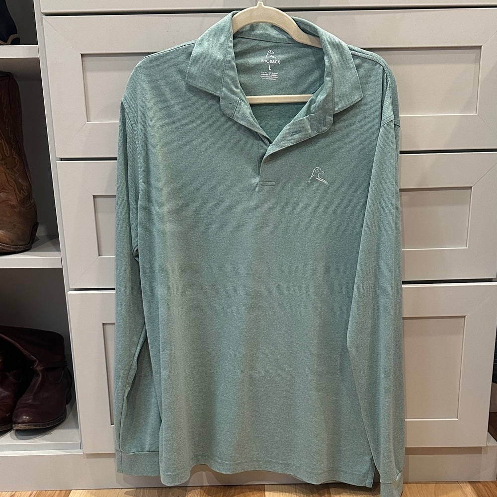 Rhoback Long Sleeve Polo - Seafoam Green
